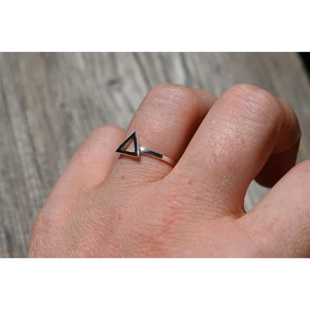 Triangle silver ring simple wedding band 2mm wide sterling silver ring minimalis